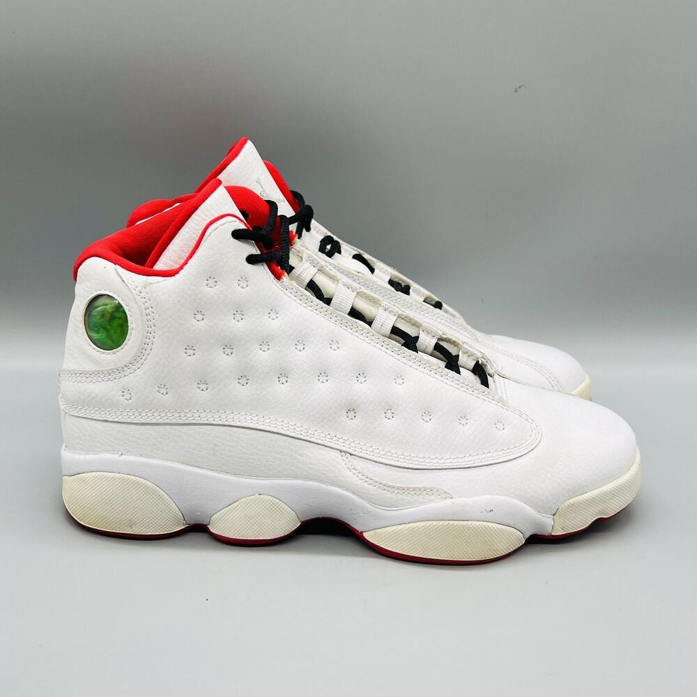 Jordan Shoes Boys 7 White Red Leather Air Jordan 13 Retro Basketball Sneakers